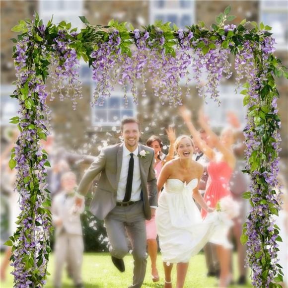 Wisteria Artificial Flowers Garland, 4 Pcs Total 28.8ft Artificial Wisteria Vine - Picture 7 of 7